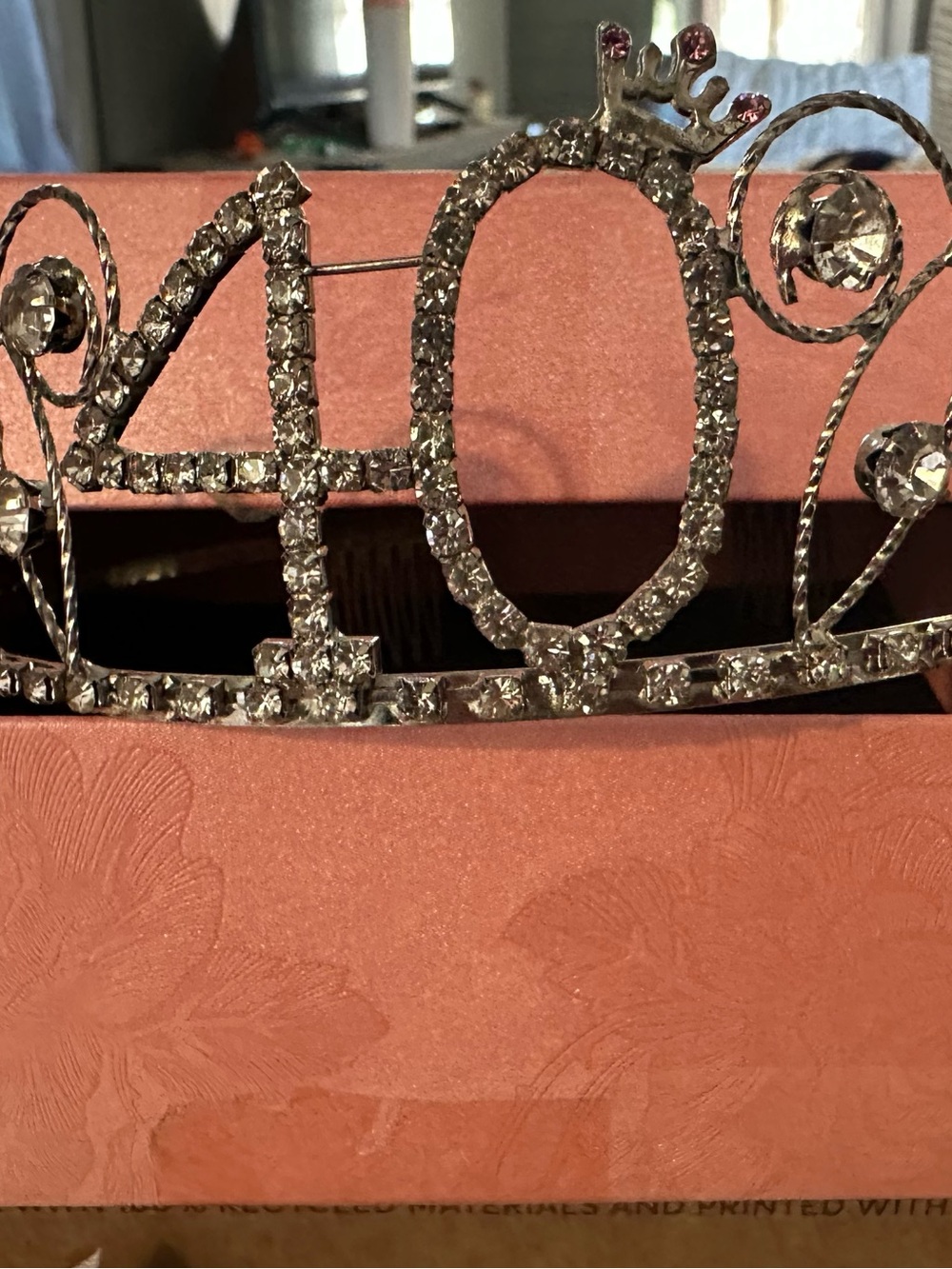 Silver 40 Rhinestone Tiara Hair Comb - Sparkling Party Accent